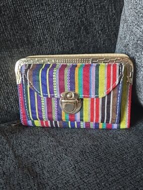 The NEW Boutique Multicolor Striped Wallet with Gold-Tone Clasp